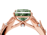 Rose gold Fancy Green Princess  Brilliant Solitaire with Leaf Motif Band and Four-Prong Setting_39