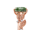 Rose gold Fancy Green Princess  Brilliant Solitaire with Leaf Motif Band and Four-Prong Setting_40
