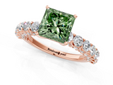 Rose gold Fancy Green Princess  Brilliant Solitaire with Pavé Band and Four-Prong Setting_17
