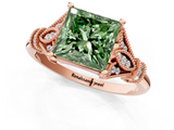 Rose gold Fancy Green Princess  Brilliant Solitaire with Pave Band and Four-Prong Setting_1