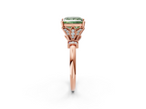 Rose gold Fancy Green Princess  Brilliant Solitaire with Pave Band and Four-Prong Setting_2