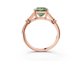 Rose gold Fancy Green Princess  Brilliant Solitaire with Pave Band and Four-Prong Setting_3
