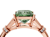 Rose gold Fancy Green Princess  Brilliant Solitaire with Pave Band and Four-Prong Setting_4