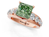 Rose gold Fancy Green Princess  Brilliant Solitaire with Side Stones on a Pave Band and Four-Prong Setting_25