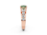 Rose gold Fancy Green Princess  Brilliant Solitaire with Side Stones on a Pave Band and Four-Prong Setting_26