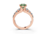Rose gold Fancy Green Princess  Brilliant Solitaire with Side Stones on a Pave Band and Four-Prong Setting_27