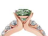 Rose gold Fancy Green Princess  Brilliant Solitaire with Side Stones on a Pave Band and Four-Prong Setting_28