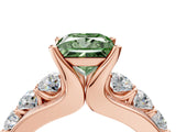 Rose gold Fancy Green Princess  Brilliant Solitaire with Side Stones on a Pave Band and Four-Prong Setting_38