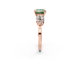 Rose gold Fancy Green Princess  Cluster Diamond Engagement Ring with Pavé Band and Four-Prong Setting_2