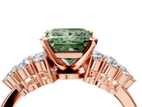 Rose gold Fancy Green Princess  Cluster Diamond Engagement Ring with Pavé Band and Four-Prong Setting_4