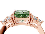 Rose gold Fancy Green Princess Cut Brilliant Diamond Cluster Accent Solitaire Ring with Prong Setting_4