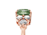 Rose gold Fancy Green Princess Cut Brilliant Diamond Cluster Accent Solitaire Ring with Prong Setting_5