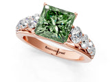 Rose gold Fancy Green Princess Cut Brilliant Diamond Pavé Band with Six-Prong Setting_1