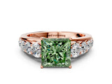 Rose gold Fancy Green Princess Cut Brilliant Diamond Pavé Band with Six-Prong Setting_12