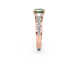 Rose gold Fancy Green Princess Cut Brilliant Diamond Pavé Band with Six-Prong Setting_14