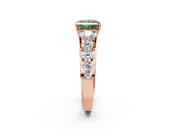 Rose gold Fancy Green Princess Cut Brilliant Diamond Pavé Band with Six-Prong Setting_2