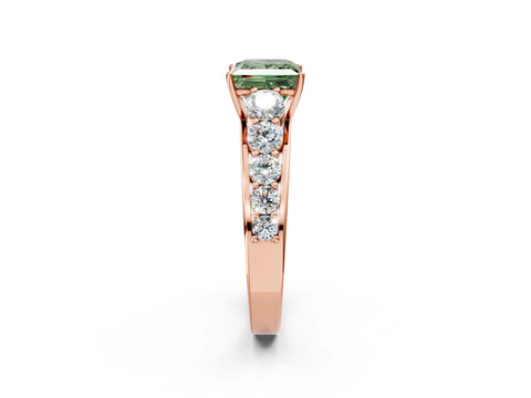 Rose gold Fancy Green Princess Cut Brilliant Diamond Pavé Band with Six-Prong Setting_2