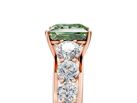 Rose gold Fancy Green Princess Cut Brilliant Diamond Pavé Band with Six-Prong Setting_5