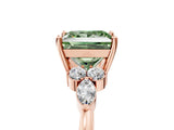 Rose gold Fancy Green Princess Cut Brilliant Diamond Solitaire Ring with Pear Side Stones and Four-Prong Setting_8