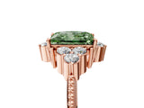 Rose gold Fancy Green Princess Cut Brilliant Diamond with Cluster Setting on a Beaded Band and Four-Prong Setting_5