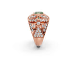 Rose gold Fancy Green Princess Cut Brilliant Halo Pave Diamond Milgrain Ring_2