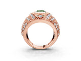 Rose gold Fancy Green Princess Cut Brilliant Halo Pave Diamond Milgrain Ring_3