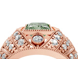 Rose gold Fancy Green Princess Cut Brilliant Halo Pave Diamond Milgrain Ring_4