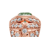 Rose gold Fancy Green Princess Cut Brilliant Halo Pave Diamond Milgrain Ring_5