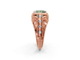 Rose gold Fancy Green Princess Cut Brilliant Milgrain Filigree Diamond Ring with Square Prong Setting_2