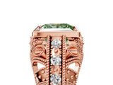 Rose gold Fancy Green Princess Cut Brilliant Milgrain Filigree Diamond Ring with Square Prong Setting_5