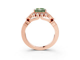 Rose gold Fancy Green Princess Cut Brilliant Milgrain Pave Heart Band Solitaire Ring_15