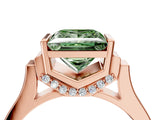 Rose gold Fancy Green Princess Cut Brilliant Solitaire Diamond Ring with Channel Set Band and Bar Prong Setting_4