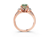 Rose gold Fancy Green Princess Cut Brilliant Three-Stone Diamond Ring with Pavé Band and Four-Prong Setting_6
