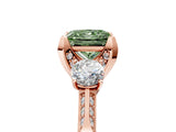 Rose gold Fancy Green Princess Cut Brilliant Three-Stone Diamond Ring with Pavé Band and Four-Prong Setting_8