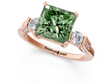 Rose gold Fancy Green Princess Cut Brilliant Three-Stone Pave Band with Four-Prong Setting_1