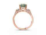 Rose gold Fancy Green Princess Cut Brilliant Three-Stone Pave Band with Four-Prong Setting_3