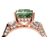 Rose gold Fancy Green Princess Cut Brilliant Three-Stone Pave Band with Four-Prong Setting_4