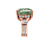 Rose gold Fancy Green Princess Cut Brilliant Three-Stone Pave Band with Four-Prong Setting_5