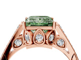 Rose gold Fancy Green Princess  Cut Cathedral Pave Diamond Engagement Ring with Six-Prong Setting_35