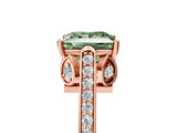 Rose gold Fancy Green Princess  Cut Cathedral Pave Diamond Engagement Ring with Six-Prong Setting_36