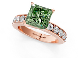 Rose gold Fancy Green Princess  Cut Channel Set Diamond Engagement Ring with Four-Prong Setting_1