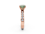 Rose gold Fancy Green Princess  Cut Channel Set Diamond Engagement Ring with Four-Prong Setting_2