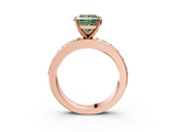 Rose gold Fancy Green Princess  Cut Channel Set Diamond Engagement Ring with Four-Prong Setting_3