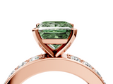 Rose gold Fancy Green Princess  Cut Channel Set Diamond Engagement Ring with Four-Prong Setting_4