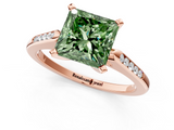 Rose gold Fancy Green Princess  Cut Channel Set Solitaire Engagement Ring with Four-Prong Setting_1