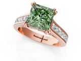 Rose gold Fancy Green Princess  Cut Channel Set Solitaire Engagement Ring with Prong Setting_1