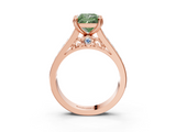 Rose gold Fancy Green Princess  Cut Channel Set Solitaire Engagement Ring with Prong Setting_3