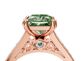Rose gold Fancy Green Princess  Cut Channel Set Solitaire Engagement Ring with Prong Setting_4