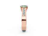 Rose gold Fancy Green Princess Cut Cut Channel Set Solitaire Ring with Four-Prong Setting_2