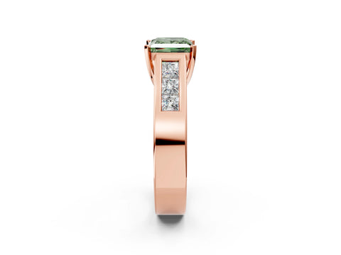 Rose gold Fancy Green Princess Cut Cut Channel Set Solitaire Ring with Four-Prong Setting_2